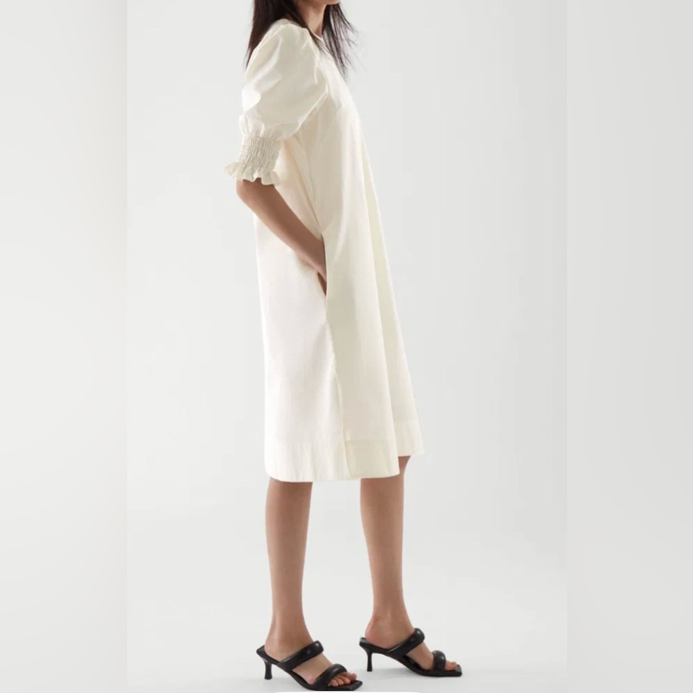 COS Smocked Puff-Sleeve  Dress